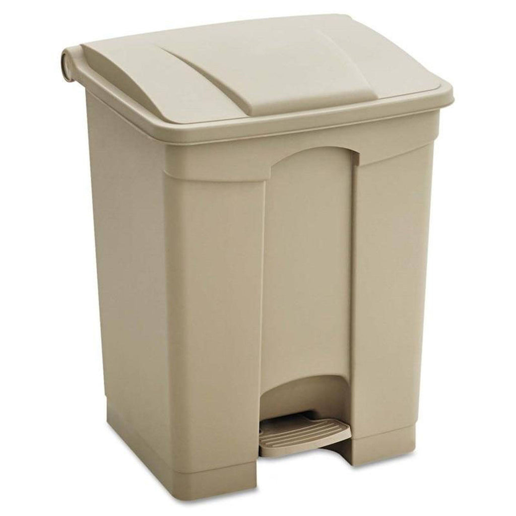 Tan Plastic Trash Can 23 Gal with Flip Lid and Foot Pedal M20109