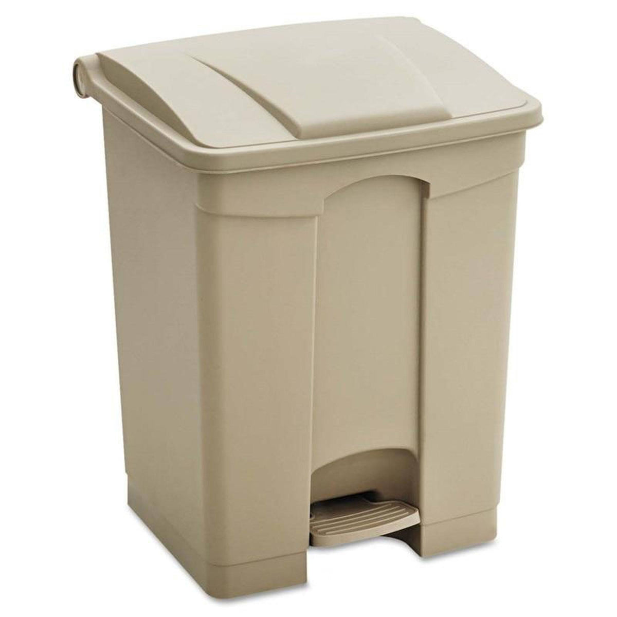 Tan Plastic Trash Can 23 Gal with Flip Lid and Foot Pedal M20109