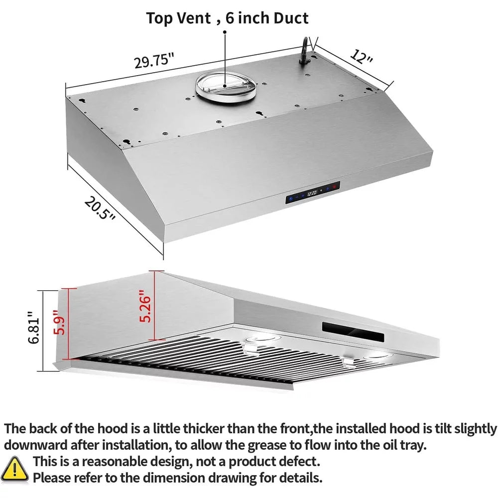 30 inch Stainless Steel Under Cabinet Range Hood 600 CFM I4440