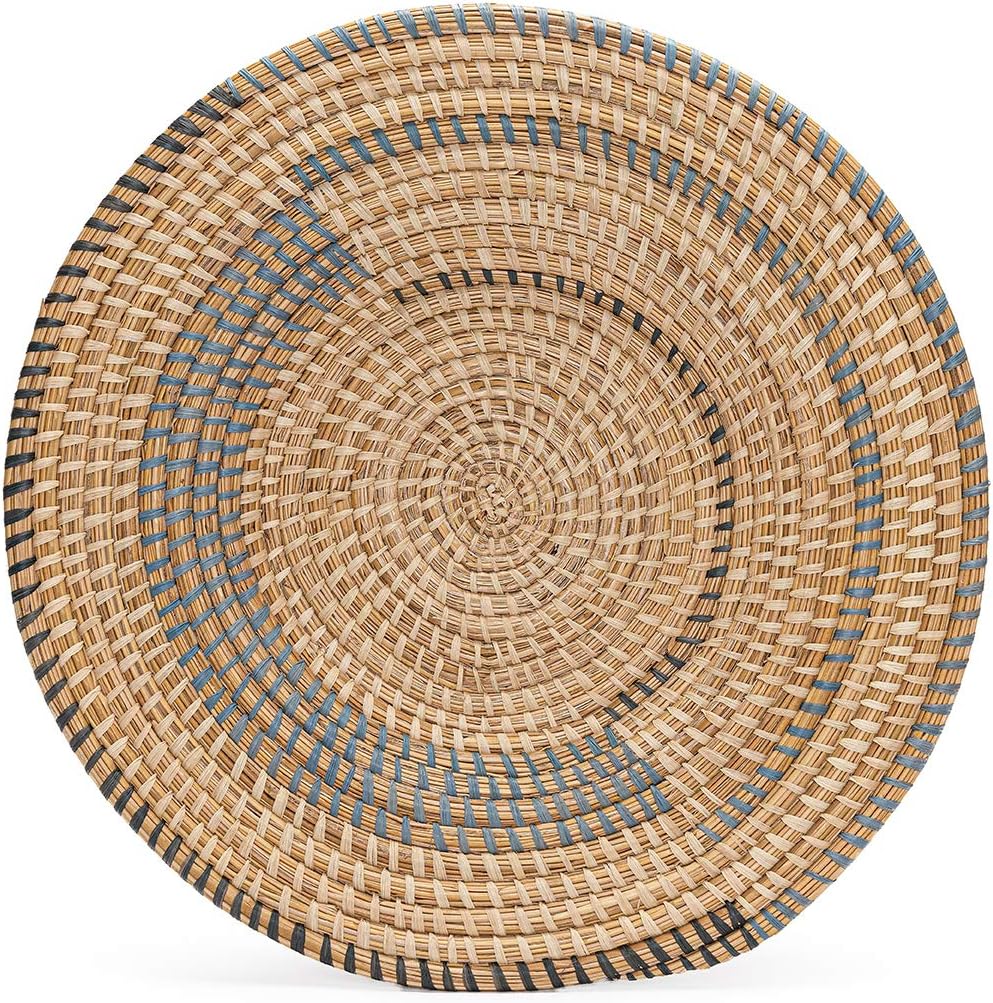 Wall Plate Set of 3, Natural Raffia Woven Wall Basket Decor, Dark Gray Pack of 2 O8132