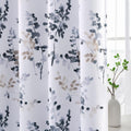Blackout Grommet Curtains 84 Inch Long, Grey and Turquoise Floral Printing, 2 Panels B575