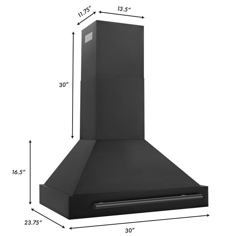 30 in. 400 CFM Convertible Wall Mount Range Hood Black Stainless Steel S7699