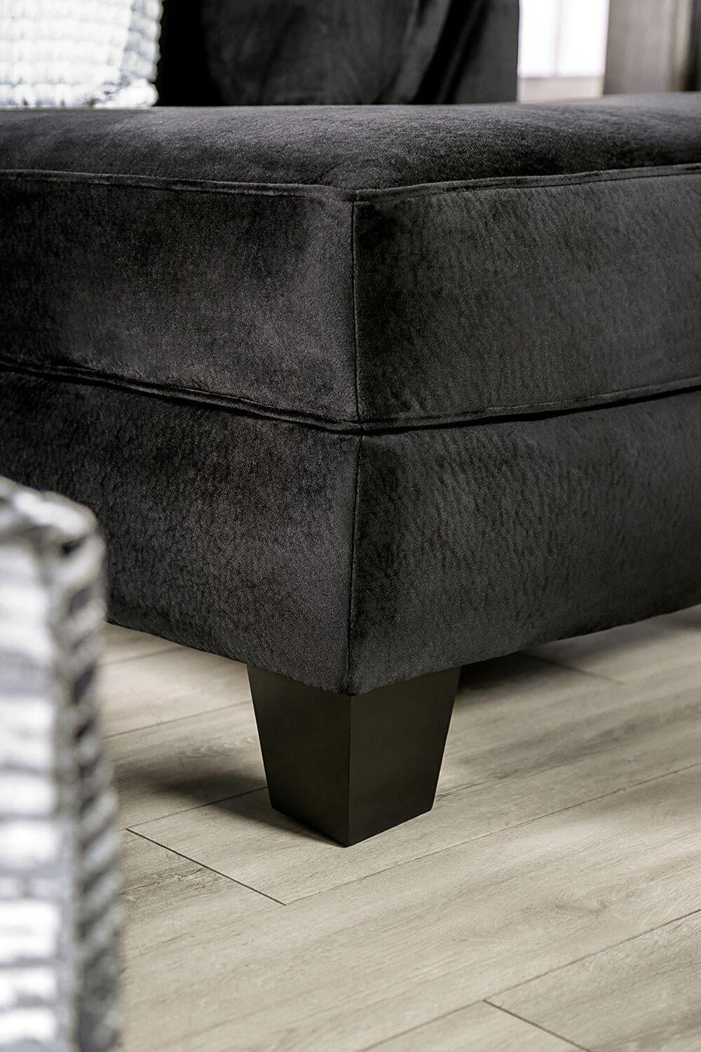 Black Microfiber Sectional Sofa T220