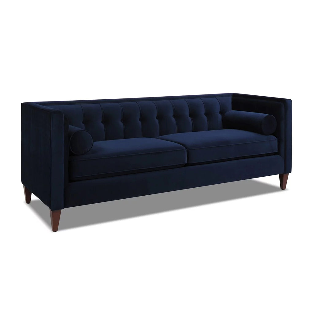 84" Tufted Tuxedo Sofa Cloud White Performance Velvet C745856