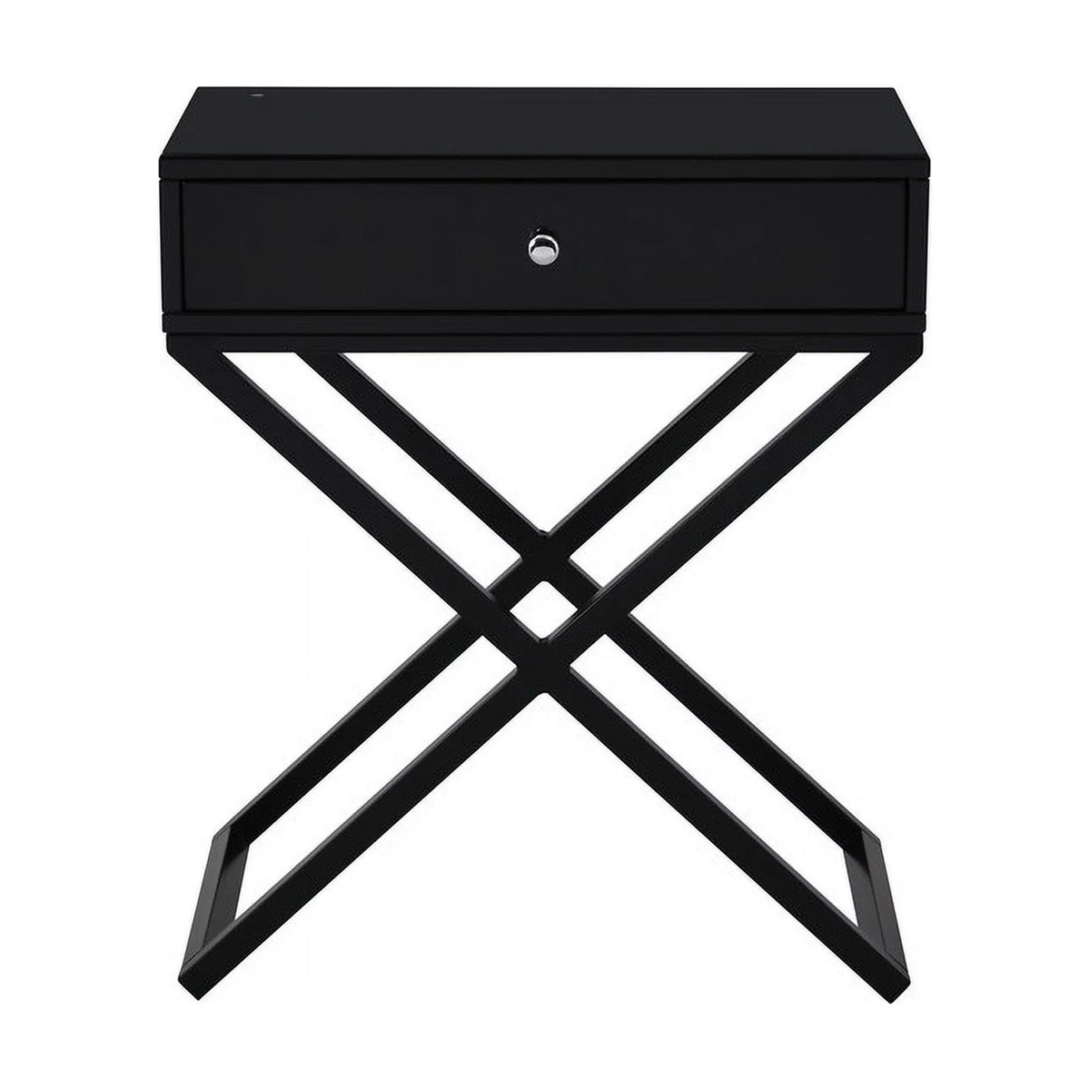 Black Wooden Nightstand with Drawer H527597