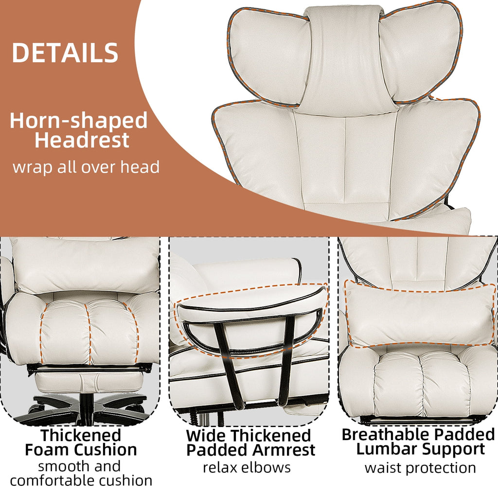 Big and Tall Ergonomic PU Leather Reclining Office Chair with Footrest M4539