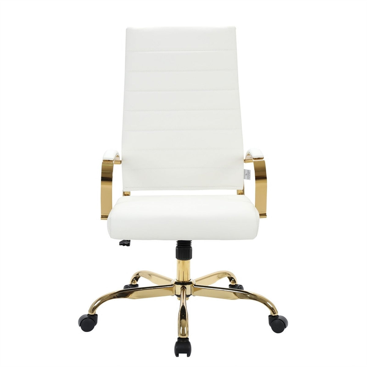 Modern Faux Leather High-Back Office Chair in White/Gold J904