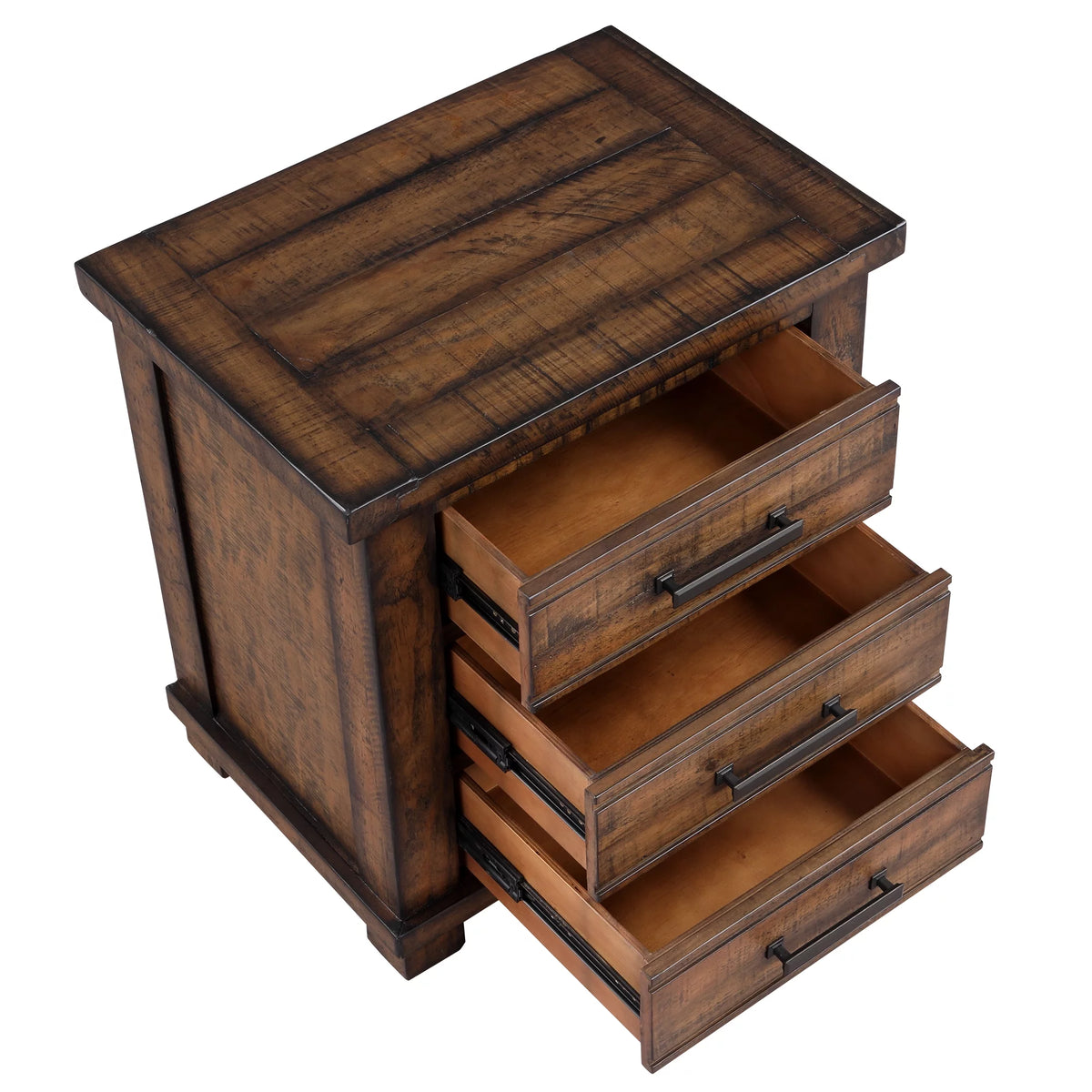Solid Wood Nightstand with Three Drawers B837401