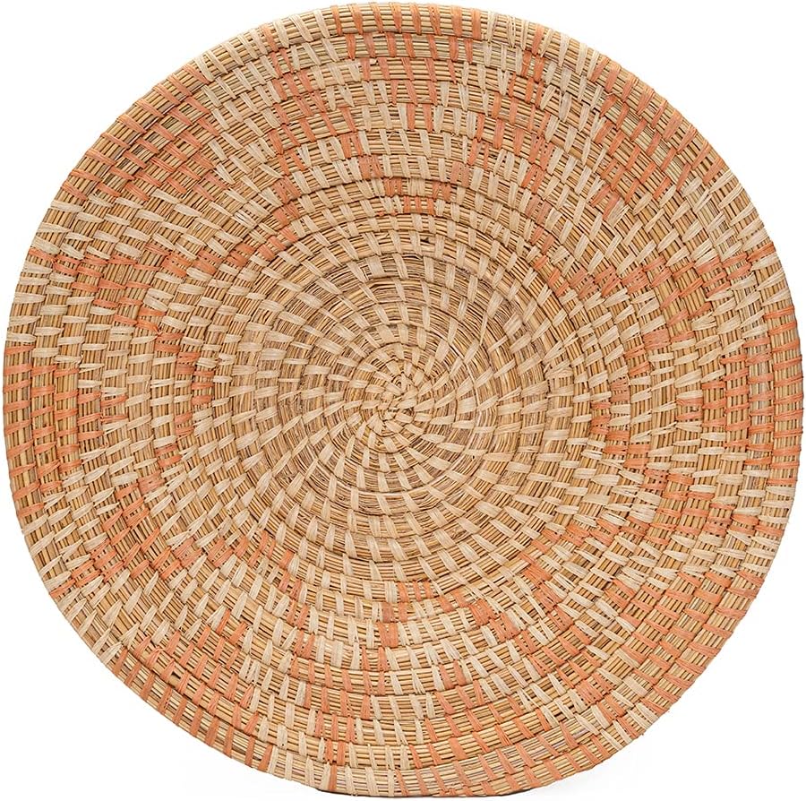 Wall Plate Set of 3, Natural Raffia Woven Wall Basket Decor, Dark Gray Pack of 2 O8132