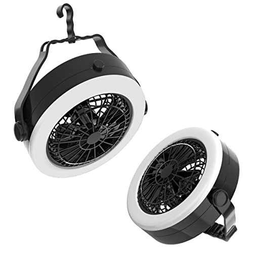 2-in-1 Camping Lantern with Fan Set of 2 Portable Rechargeable K760