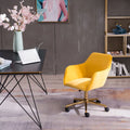 Yellow Velvet Adjustable Height Office Chair with Gold Metal Legs and Wheels C7027