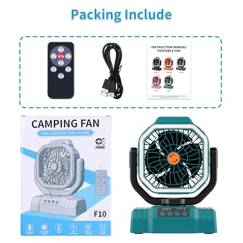 20000mAh Rechargeable Portable Camping Fan with Remote Control, Black C63016