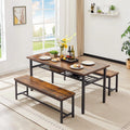 67 Inches 3-Piece Dining Table Set with 2 Benches E263927