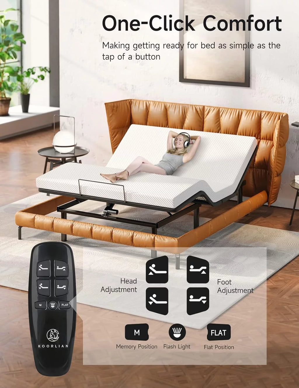 Queen Adjustable Bed Frame with Head and Foot Incline U877393