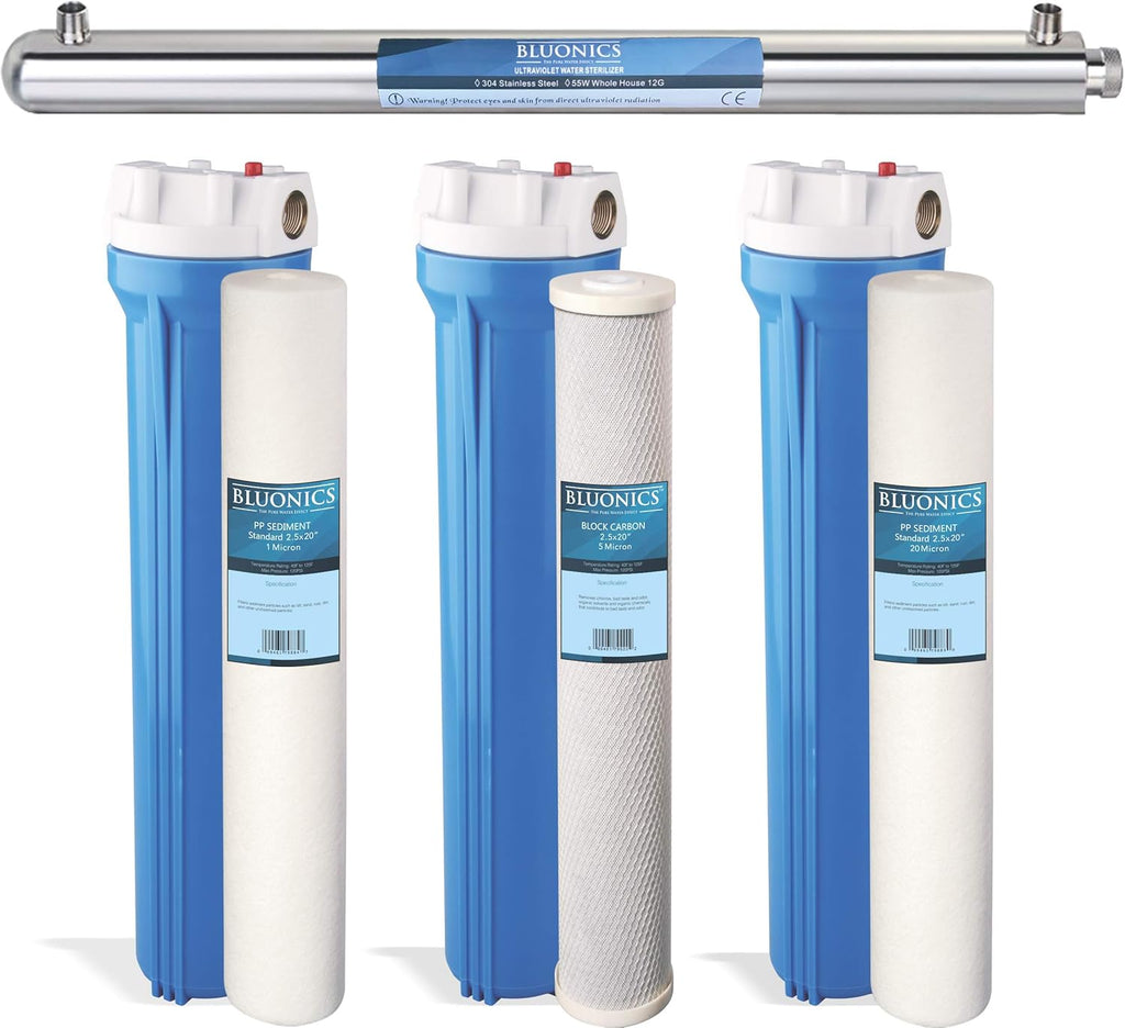 55W UV Ultraviolet Whole House Water System with Sediment and CTO Carbon 2.5x20 E5190