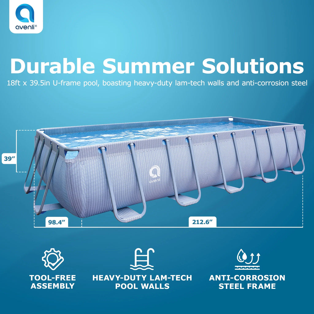 18 Foot x 39.5 Inch Rectangle Above Ground Swimming Pool X65532