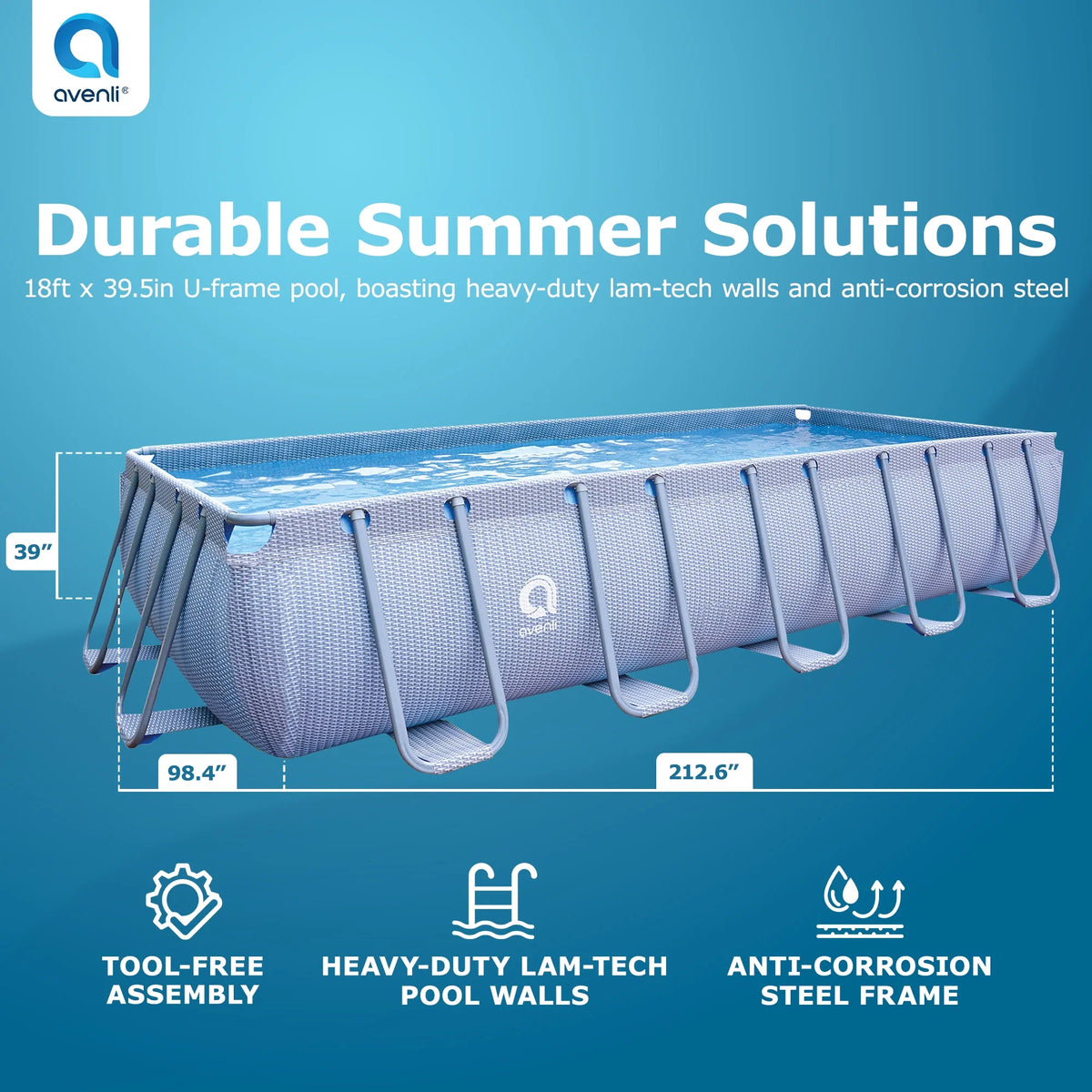 18 Foot x 39.5 Inch Rectangle Above Ground Swimming Pool X65532
