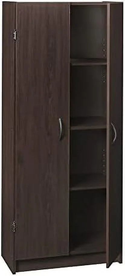 Pantry Cabinet Cupboard with 2 Doors Adjustable Shelves Dark Cherry T93787