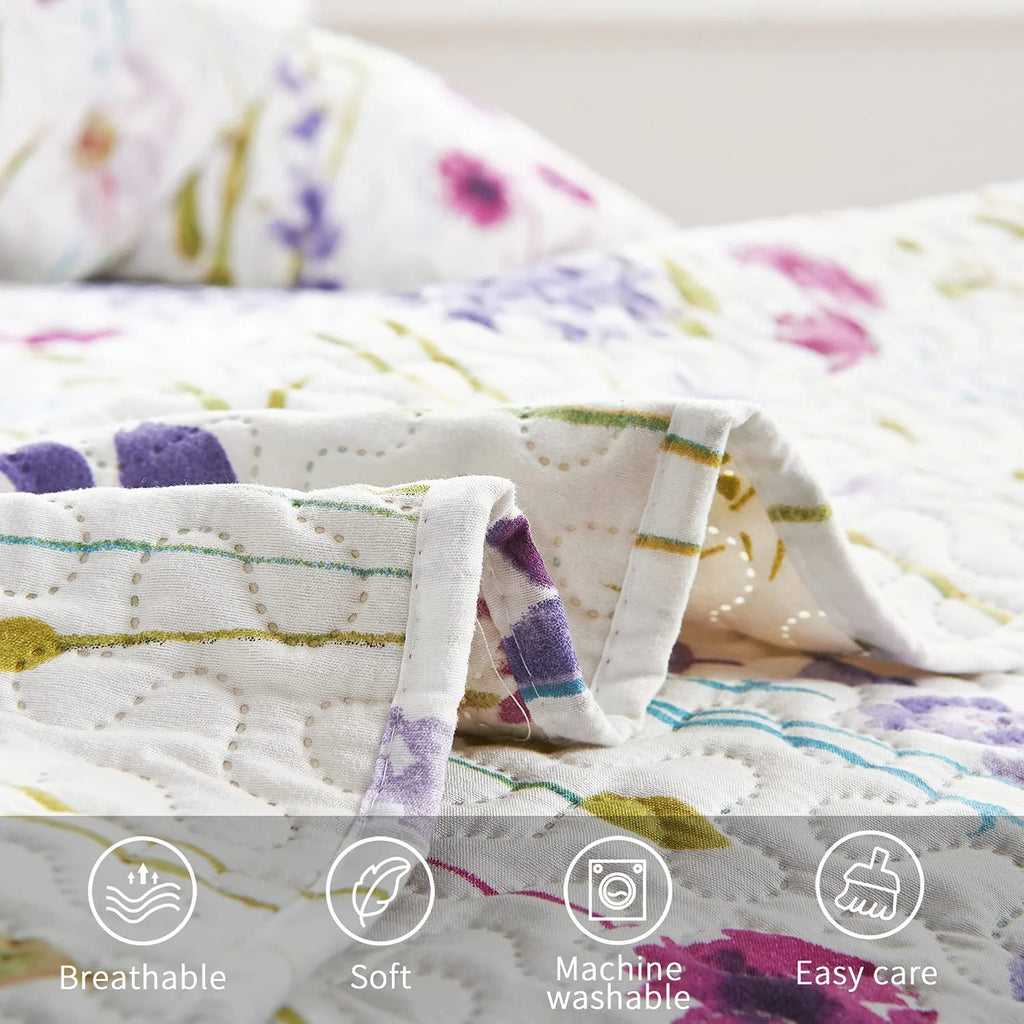 Floral Queen Bedding Microfiber Bedspread Set N674