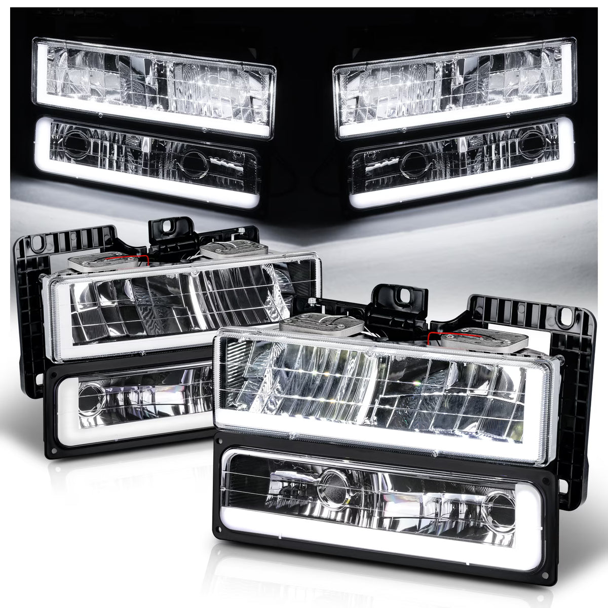 Switchback LED Tube DRL Headlights Assembly M467