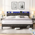 King Bed Frame with Storage Headboard and LED Lights T592