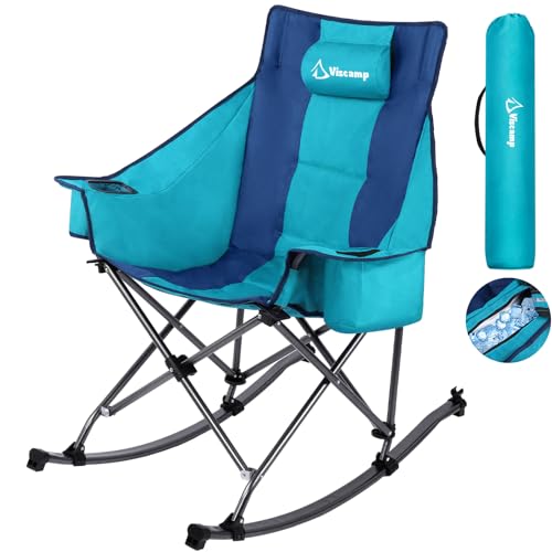 Oversized Padded Rocking Camping Chair with Cooler Bag R636407