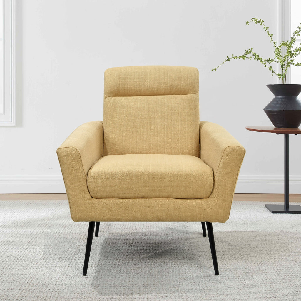 Yellow Upholstered Accent Chair with Metal Legs K48383