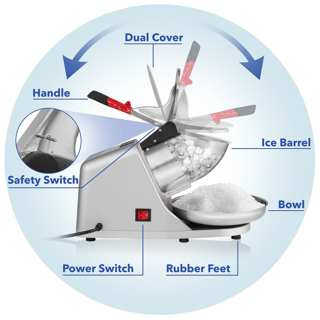 Ice Shaver Crusher with Stainless Steel Blades and Scoop V505