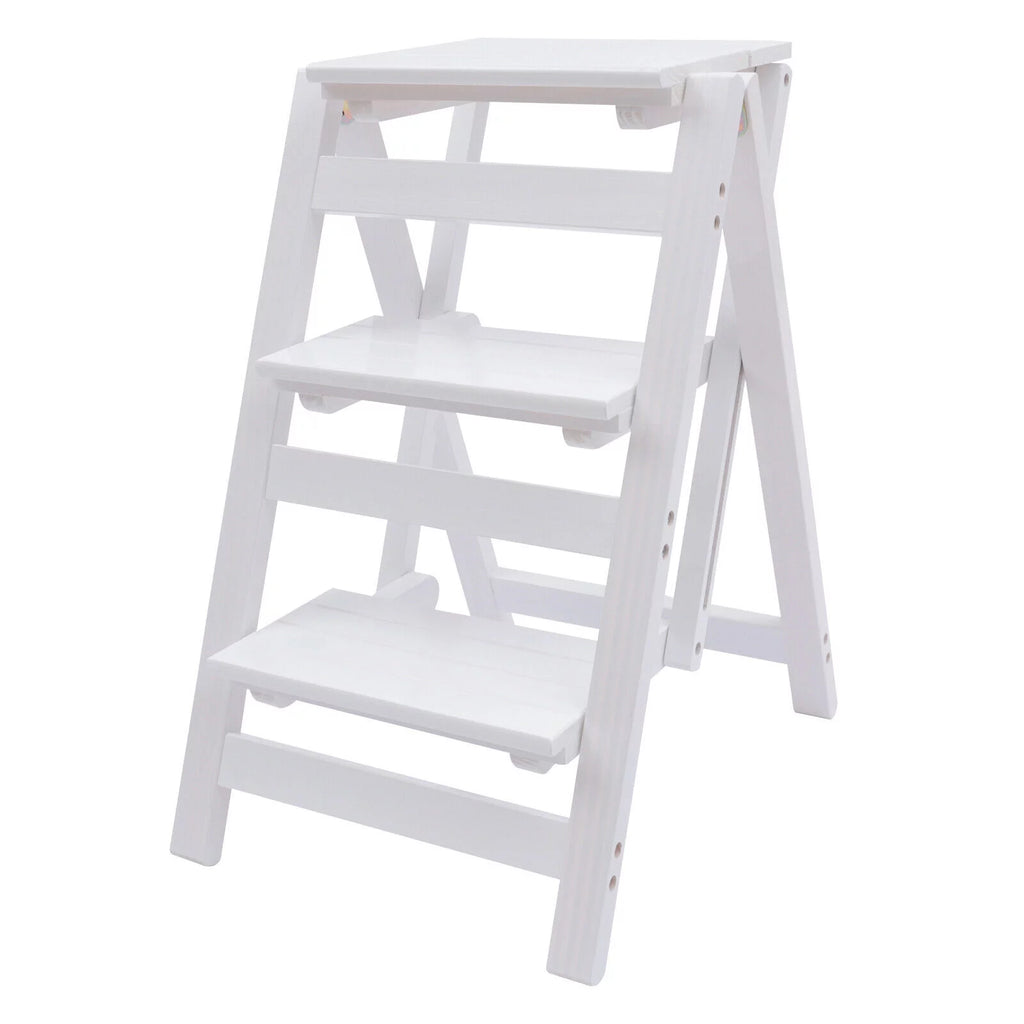 Folding Wooden Step Stool Anti-Slip White U631