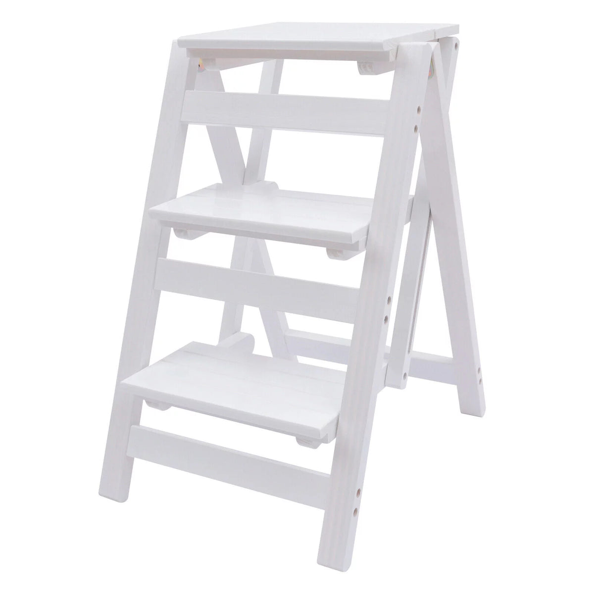 Folding Wooden Step Stool Anti-Slip White U631