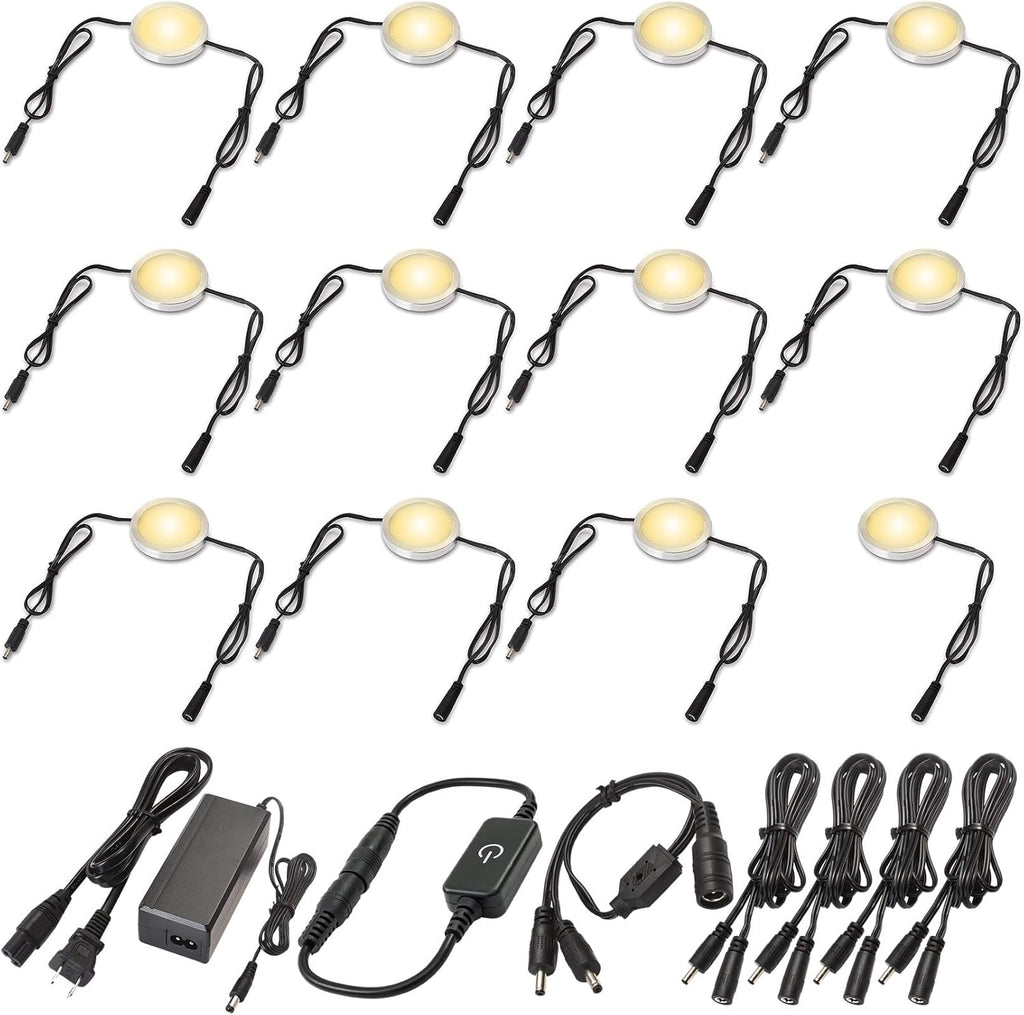 Under Cabinet LED Lighting Kit, 12 Lights, Warm White, Pack of 2 V760