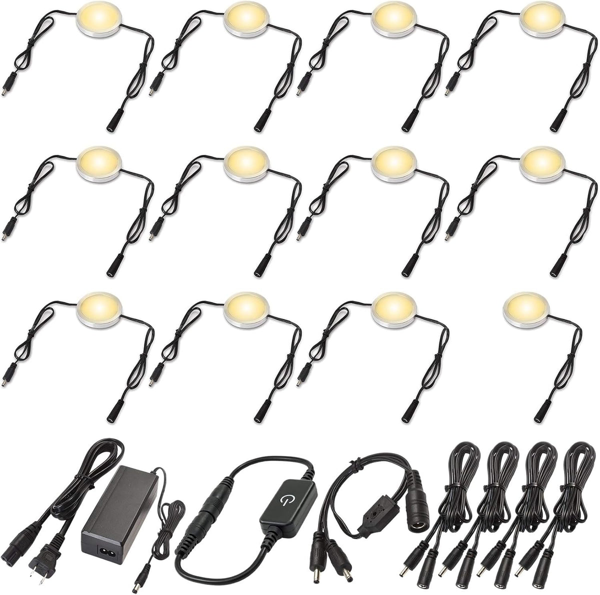 Under Cabinet LED Lighting Kit, 12 Lights, Warm White, Pack of 2 V760