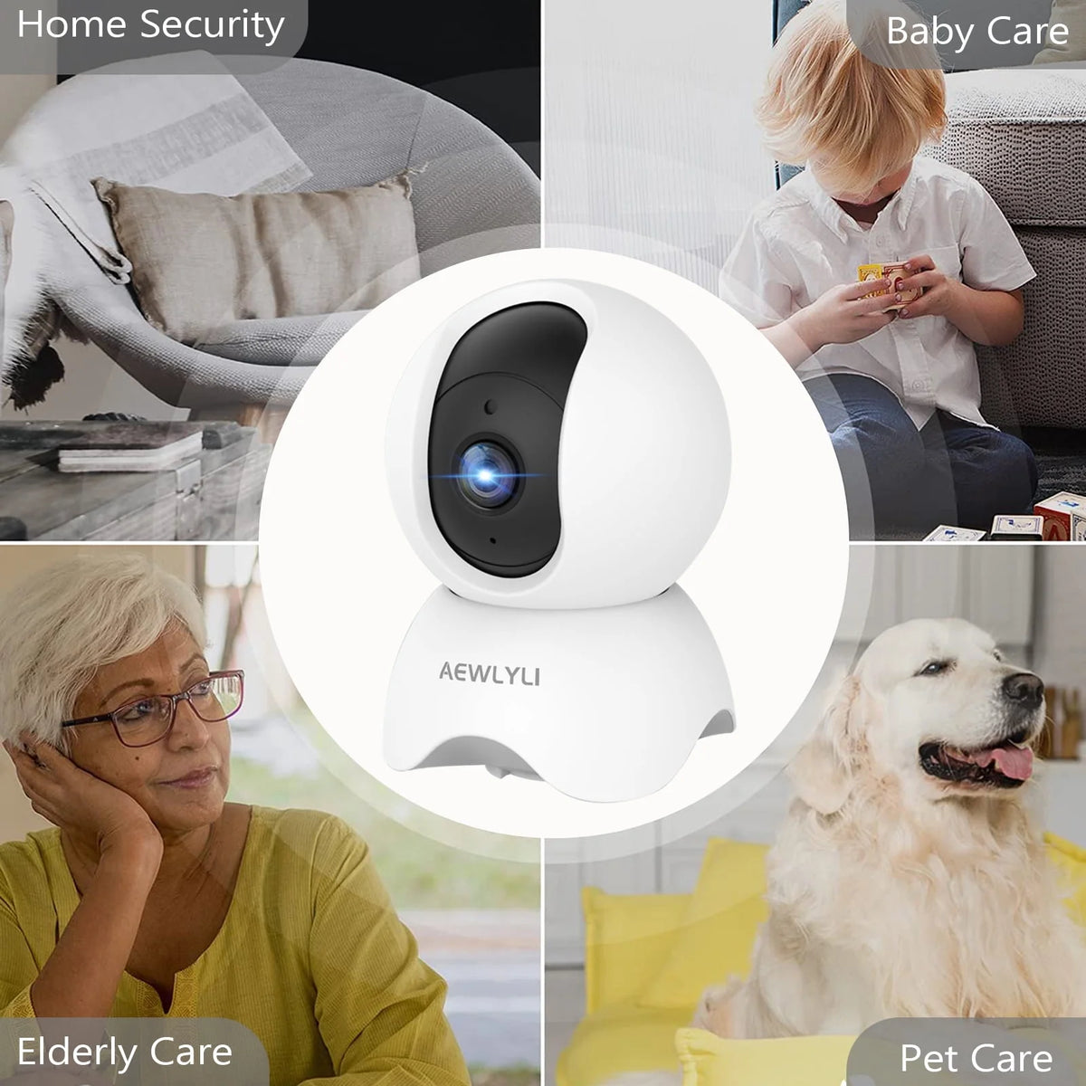 Baby Monitor Security Camera, 360° 1080P HD WiFi Camera W290069