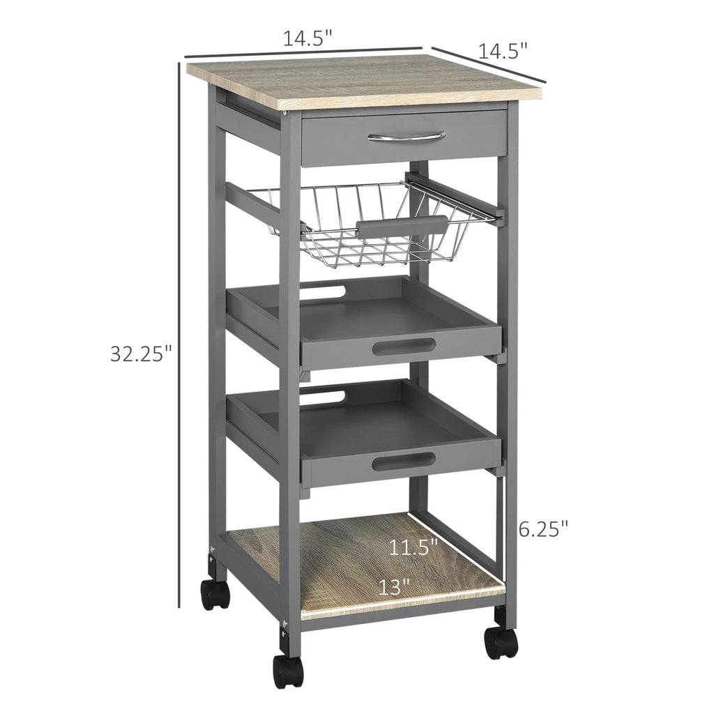 Grey Rolling Kitchen Island Cart with Drawer I681220