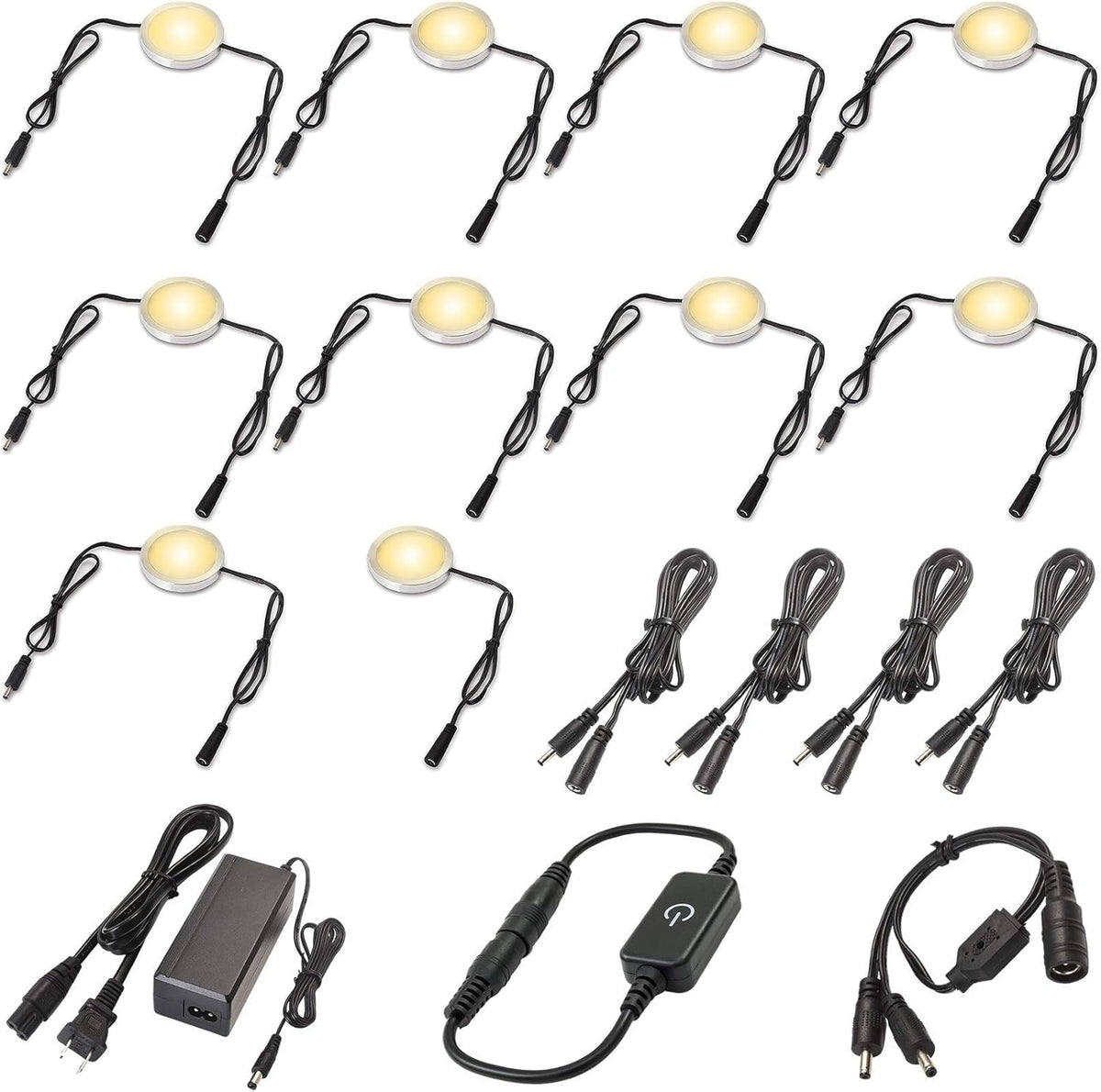 Under Cabinet LED Lighting Kit, 12 Lights, Warm White, Pack of 2 V760