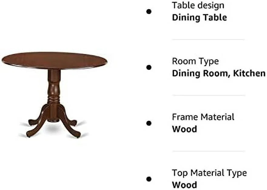Round Solid Wood Dining Table with Dropleaf 42x42 Inch A409