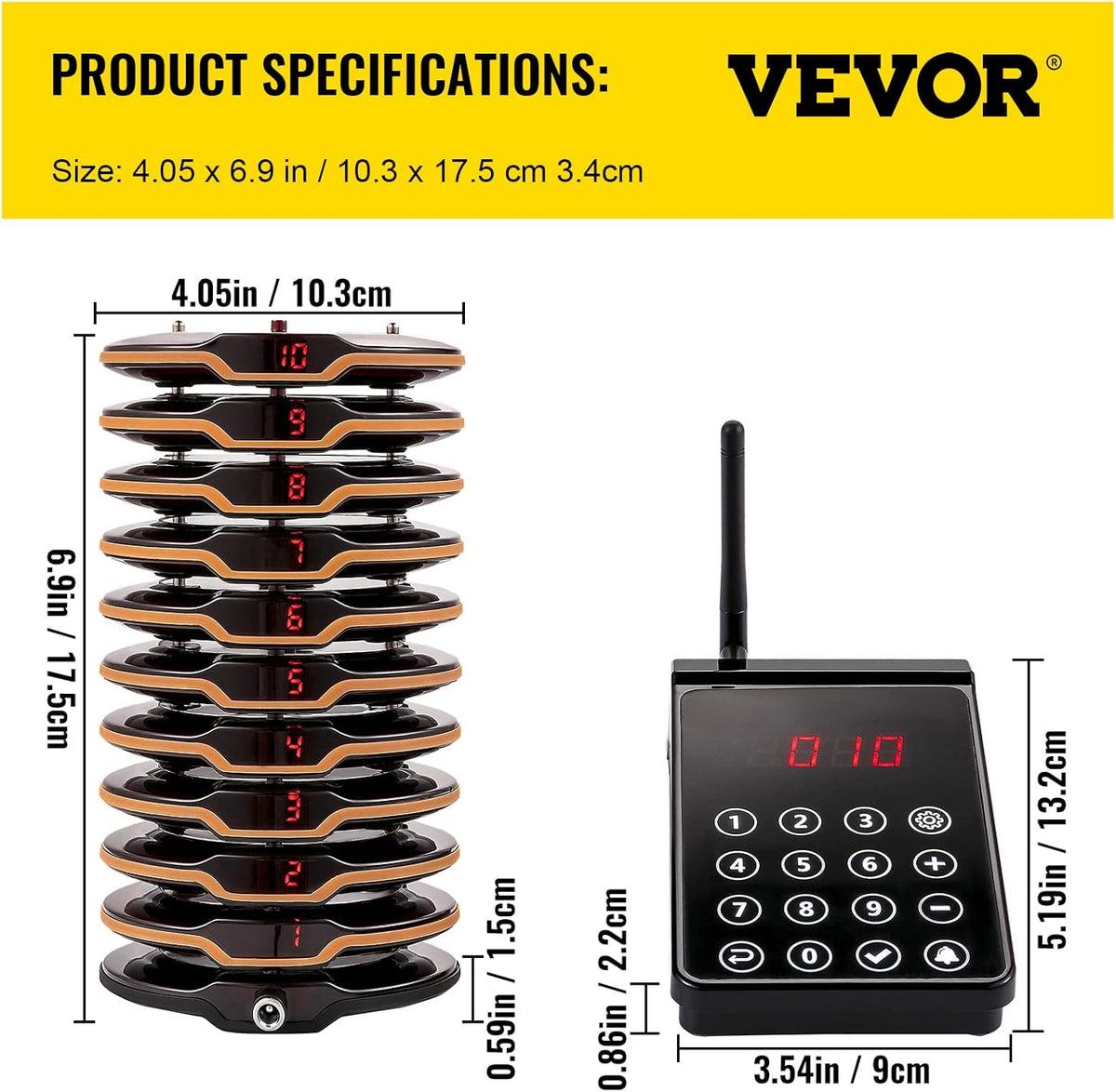 Wireless Paging System with Vibration, Flashing and Buzzer Z44737