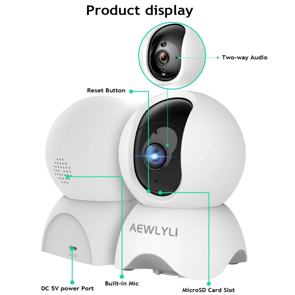 Baby Monitor Security Camera, 360° 1080P HD WiFi Camera W290069