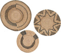 Wall Plate Set of 3, Natural Raffia Woven Wall Basket Decor, Dark Gray Pack of 2 O8132