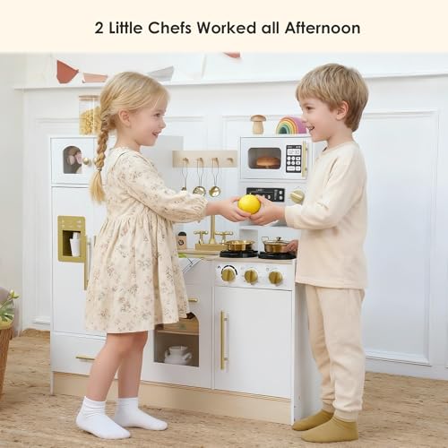 Wooden Play Kitchen Set with Stove, Sink, Coffee Maker & 11 Accessories Z9821