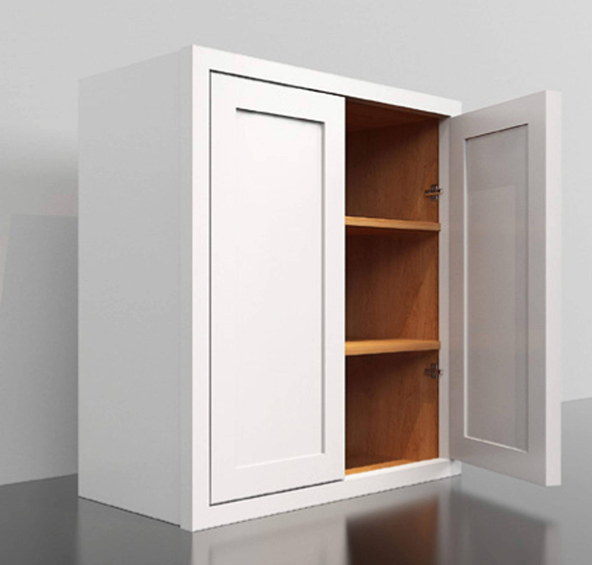 24 inch Wide 30 inch Tall 14 inch Deep Kitchen Cabinet Snow White Inset Shaker Double Door Unassembled F250177