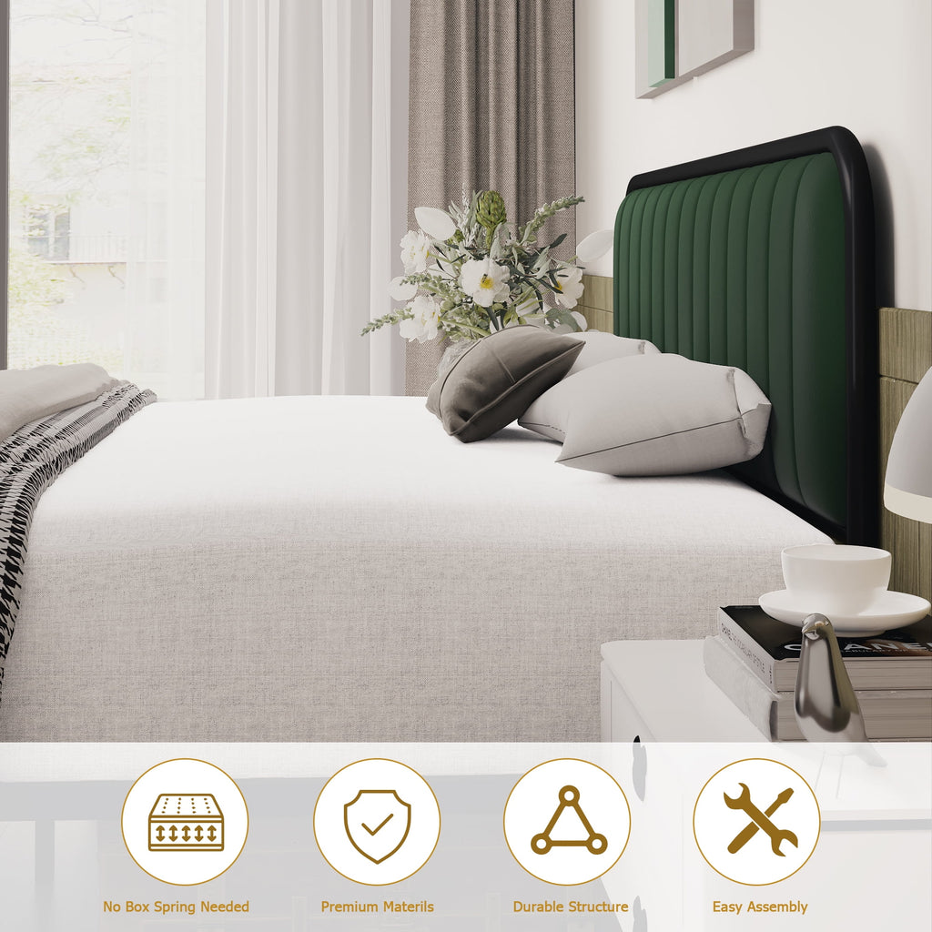 Velvet Beige Full Size Bed Frame with Metal Legs S247987