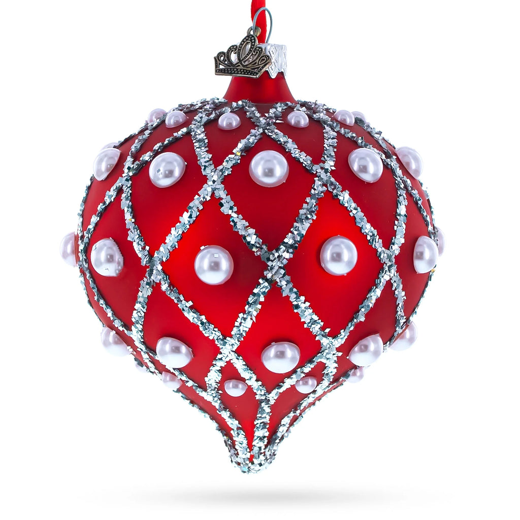 Red Glass Onion Finial Christmas Ornament M526973