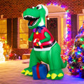 6FT Inflatable Christmas Dinosaur Decoration with LED Lights & Gift Box P95675