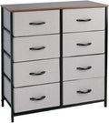 8 Drawer Fabric Storage Dresser with Wooden Top, Espresso Brown K696347