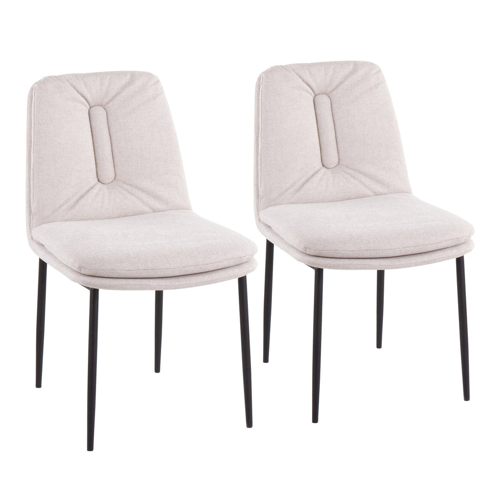 Cream Fabric and Black Steel Dining Chair Set of 2 Q45245