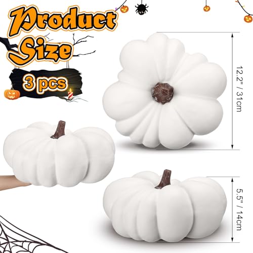3 Pcs Large Faux Foam Artificial Pumpkin E308459