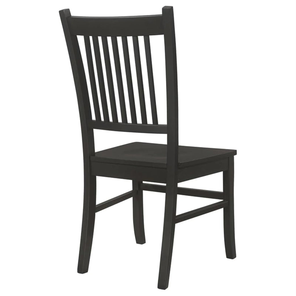 Wood Slat Back Dining Side Chair in Matte Black W869560