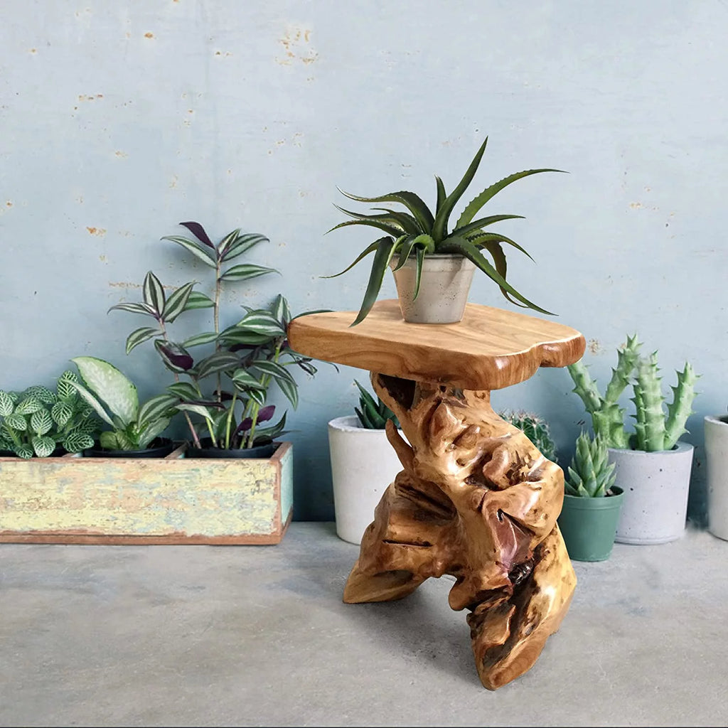 Solid Cedar Wood Tree Stump End Table P65778