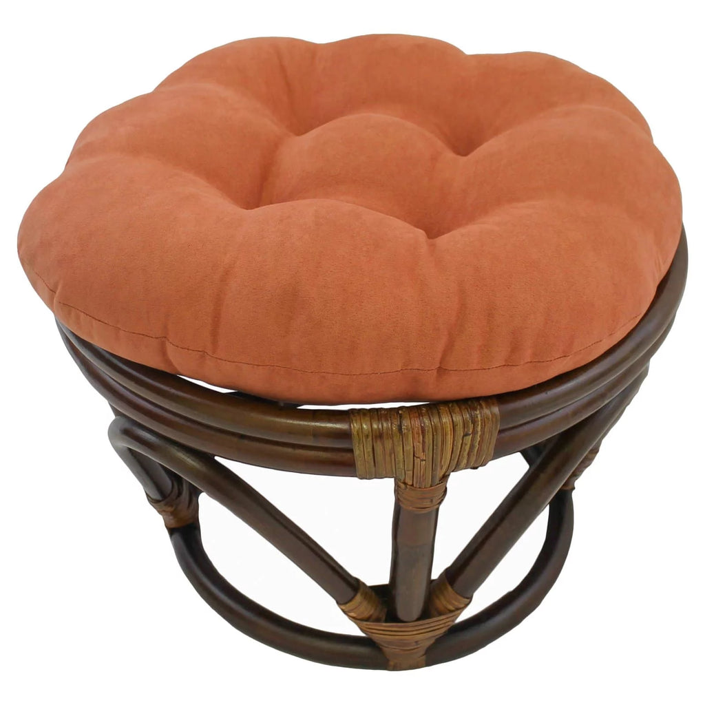 Rattan Ottoman with Micro Suede Cushion T4850